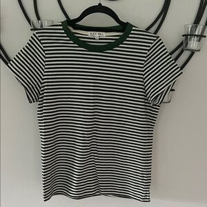 Alex Mill Green and White Striped Prospect Tee